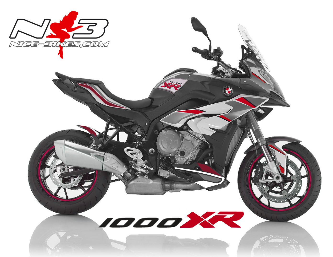 BMW S1000XR EDITION rot auf weißer Maschine 2017-18